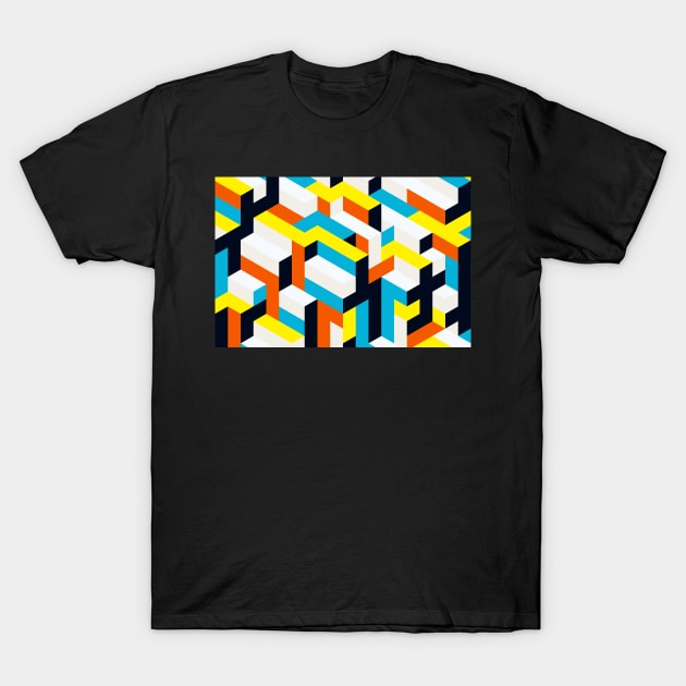 Yellow Blue Pattern Geometric T-Shirt by diiiana